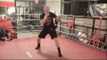 WBA SUPER WORLD CHAMPION GEORGE GROVES WARMING UP AT MEDIA WORKOUTS AHEAD OF WBSS FIGHT
