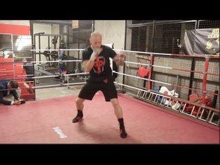 WBA SUPER WORLD CHAMPION GEORGE GROVES WARMING UP AT MEDIA WORKOUTS AHEAD OF WBSS FIGHT