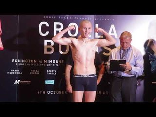 JOE HAM v  JOSE ADIA  - OFFICIAL WEIGH IN & HEAD TO HEAD / CROLLA v BURNS