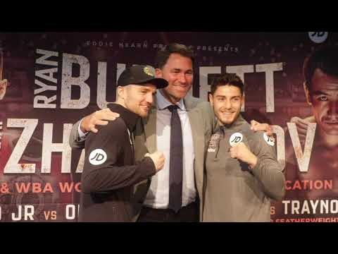 ANTHONY FOWLER, JOSH KELLY, PAUL HEILAND JR & EDDIE HEARN POSE FOR PHOTOS IN BELFAST