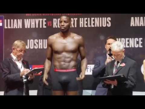 LAWRENCE OKOLIE STEPS ON THE SCALES!! JOSHUA v TAKAM