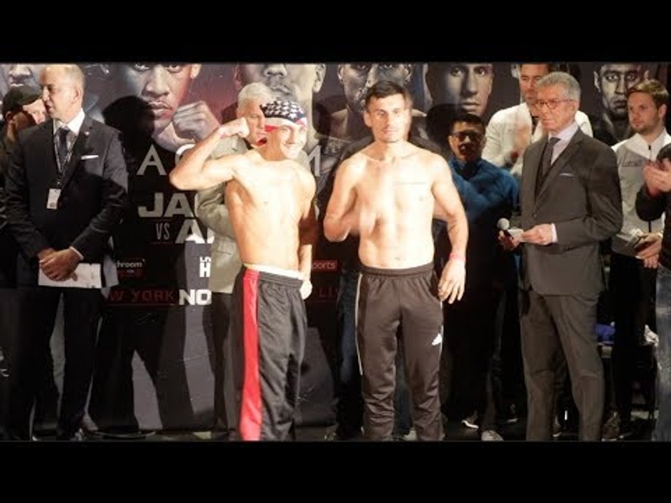 CLETUS SELDIN v ROBERTO ORTIZ - OFFICIAL WEIGH IN & HEAD TO HEAD / JACOBS v ARIAS
