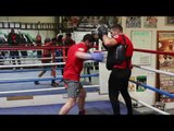 TOMMY COYLE SMASHES THE PADS WITH TRAINER JAMIE MOORE AHEAD OF SEAN DODD FIGHT - APRIL 21