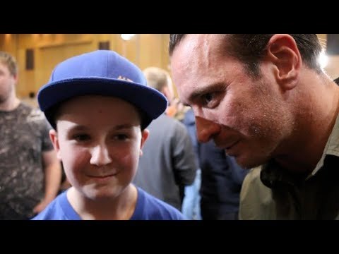 KALLE SAUERLAND INVITES YOUNG FAN RINGSIDE TO GROVES-EUBANK -AFTER HE WAS CAUGHT UP IN CROWD TROUBLE