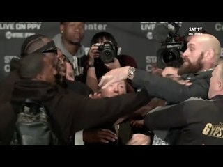 *ALTERNATE ANGLE* FACE OFF! WILDER FURY PUSH EACH OTHER AT HEAD TO HEAD! *NO FILTER BOXING*