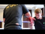 TOM FARRELL SHOWS OFF HIS SKILL & POWER ON THE PADS @ LIVERPOOL PUBLIC WORKOUT / KHAN v LO GRECCO
