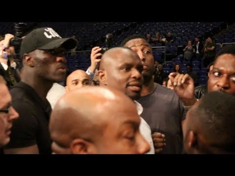 BEEF! - DILLIAN WHYTE & DERECK CHISORA HEATED CLASH RINGSIDE AFTER BELLEW BEATING HAYE
