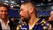 EDDIE HEARN APPEARS TO BE MIGHTILY RELIEVED THAT TONY BELLEW EMBRACED HIM AFTER BEATING HAYE