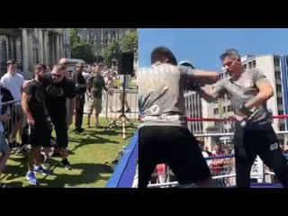 WILL THE BEEF BE SETTLED ON THE NIGHT? - DECLAN GERAGHTY SMASHES THE PADS IN FRONT OF JONO CARROLL