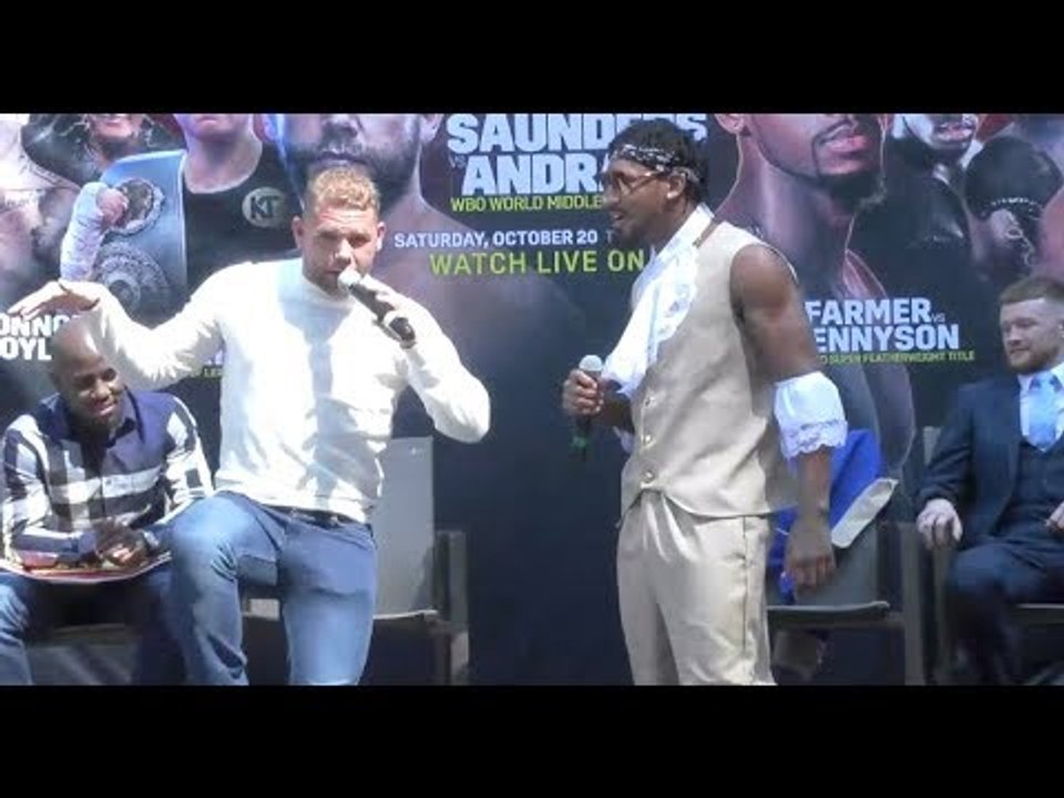 HILARIOUS!! - BILLY JOE SAUNDERS & DEMETRIUS ANDRADE RIP INTO EACH OTHER -  GO AT IT HARD IN BOSTON.