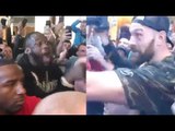 'I'LL KNOCK YOU OUT DOSSER' - TYSON FURY & DEONTAY WILDER CLASH & TRADE WORDS IN BELFAST HOTEL LOBBY