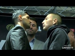 ICE COLD STARE! - AMIR KHAN v SAMUEL VARAGS - HEAD TO HEAD @ FINAL PRESS CONFERENCE / KHAN-VARGAS