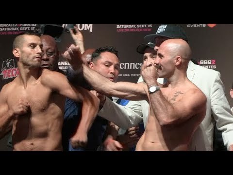 TEMPERS FLARE! - DAVID LEMIEUX & GARY 'SPIKE' O'SULLIVAN SEPARATED BY OSCAR DE LA HOYA @ WEIGH-IN