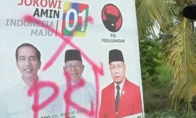 Baliho Jokowi-Ma'ruf Dicoret Tulisan PKI, Panwaslu Selidiki