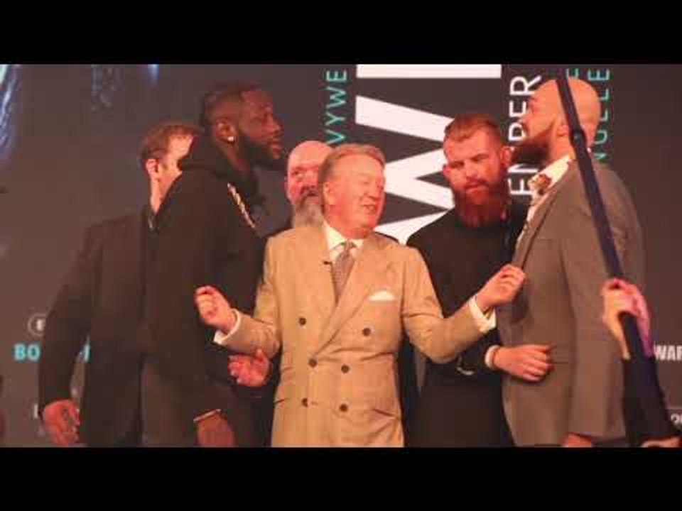 'I SMELL P****' -  - DEONTAY WILDER & TYSON FURY GO AT IT & GET SEPARATED DURING CRAZY HEAD TO HEAD