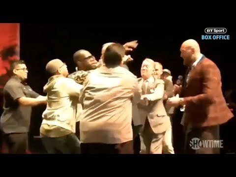 TOTAL MAYHEM IN L.A! - TYSON FURY & DEONTAY WILDER GO FOR EACH OTHER & ARE SEPARATED BY SECURITY