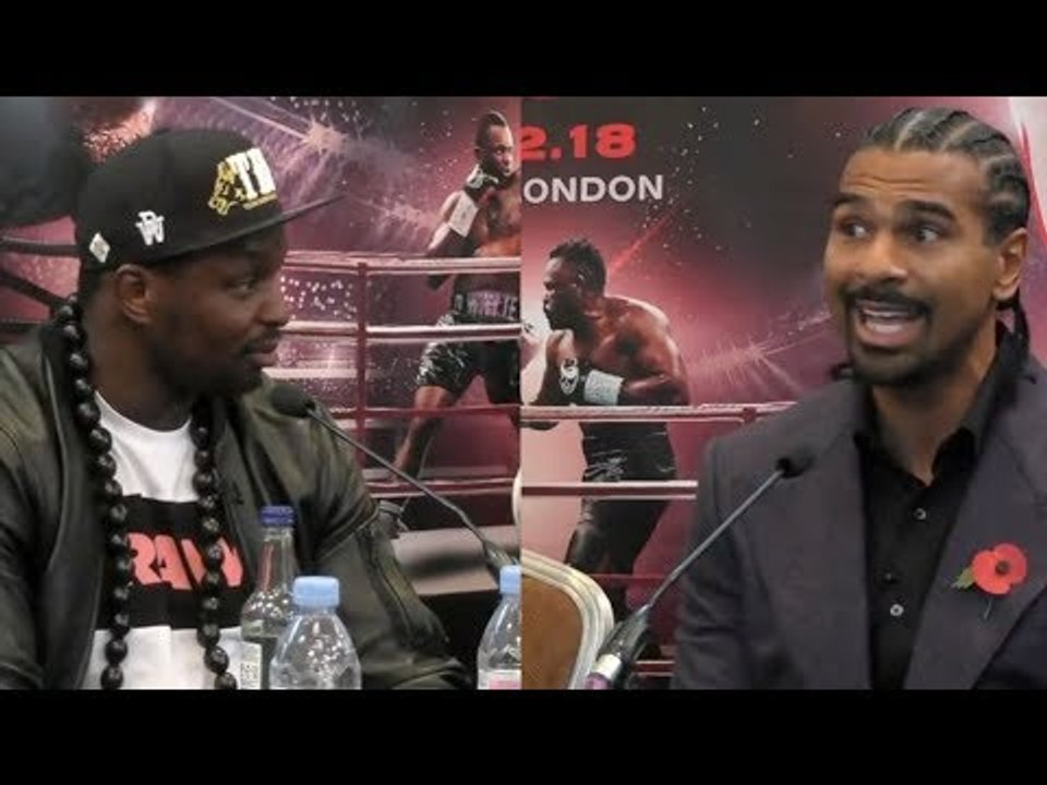 'NOW YOU WORK FOR ME!' - DILLIAN WHYTE TAUNTS DAVID HAYE - AS PAIR GO AT IN PRESS CONFERENCE!