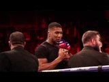 BOO'S FOR JOSHUA? ANTHONY JOSHUA VERY WOUND UP AS HE ENTERS RING & GETS CONFRONTED BY DILLIAN WHYTE