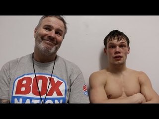 LOUIS ISAACS & HIS TRAINER GLENN McCRORY REACT TO DECISION (UD) WIN @ YORK HALL / GOING 5-0