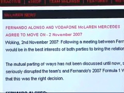 McLaren comunica en su web la ruptura del contrato con Alonso