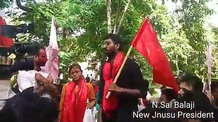 New Jnu president N sai Balaji addressing students after winning