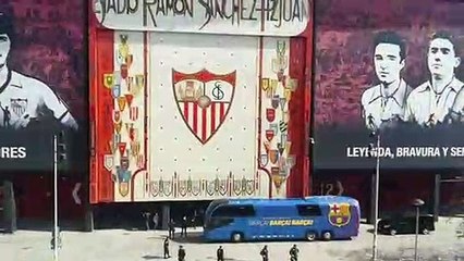 Sevilla-Barcelona: Llegadas del Sevilla y del Barcelona al Ramón Sánchez Pizjuán