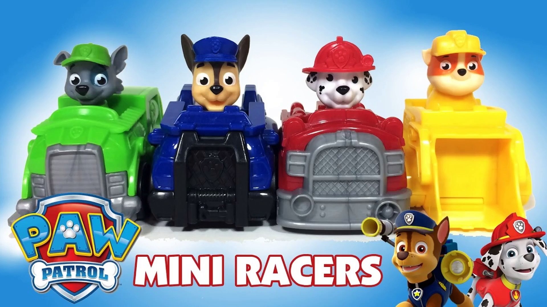 Paw Patrol Value Mini-Racers Chase Cruiser Marshall Rocky Rubble Bulldozer  || Keith's Toy Box - video Dailymotion