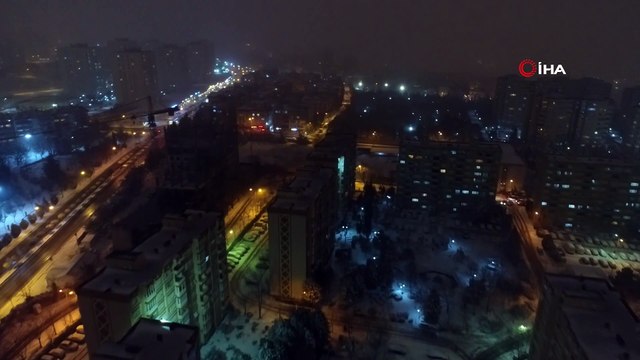 İstanbul'da kar manzarası havadan görüntülendi