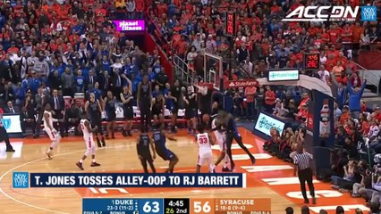 Duke's Tre Jones Tosses Alley-Oop to RJ Barrett