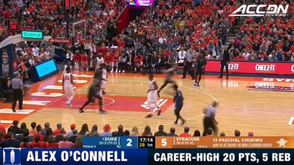 Duke's Alex O'Connell Has Career Night Against Syracuse