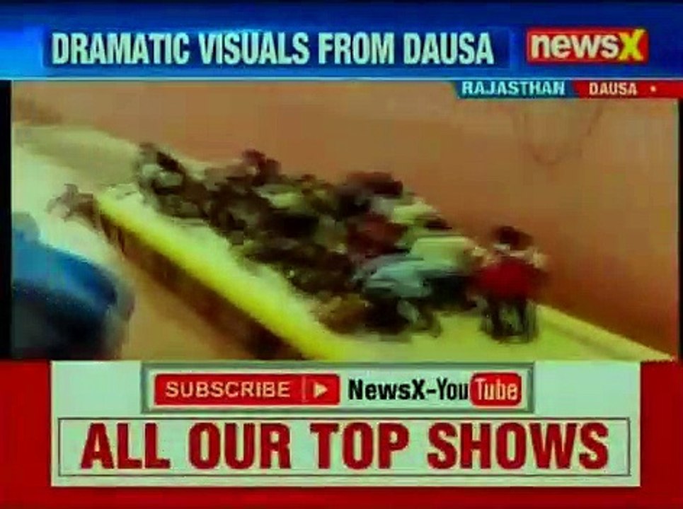Dramatic visuals from Dausa; school bus trapped in Rajasthan