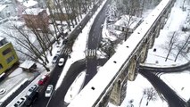 DRONE - Kar yağışı etkisini sürdürüyor - Belgrad Ormanı - İSTANBUL