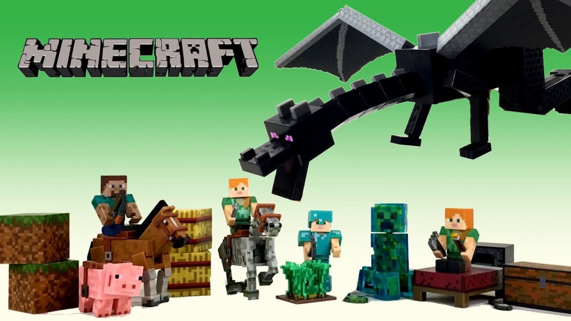 Minecraft Toys Ender Dragon Overworld Saddle Pack Alex Survival Skeleton  Horse || Keith's Toy Box - video Dailymotion