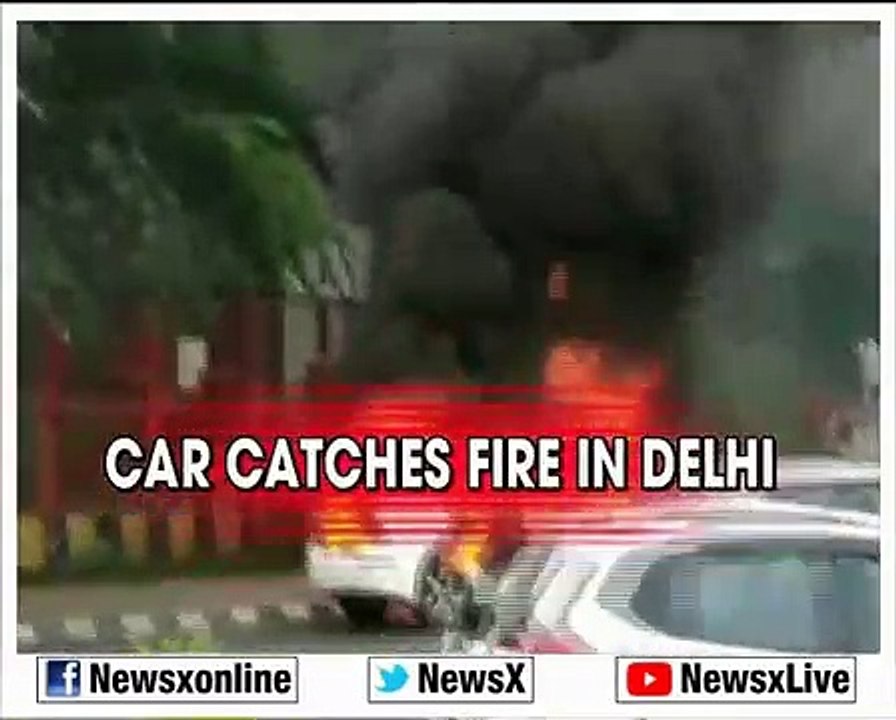 Car catches fire in Delhi, fire fighters reach for rescue