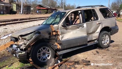 Check out what a tornado did to this car