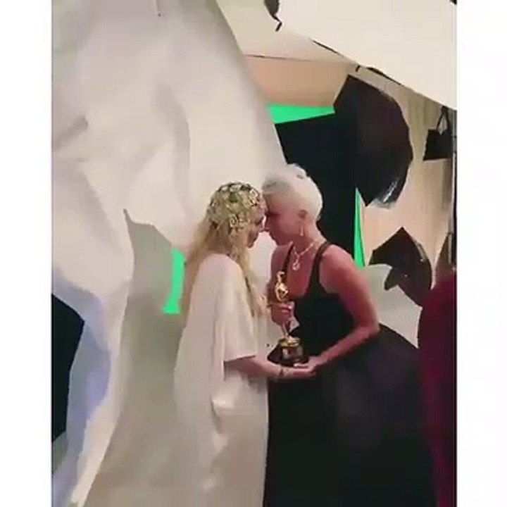 Madonna hugs up with Lady Gaga at #Oscars after party and takes intimate photo with her