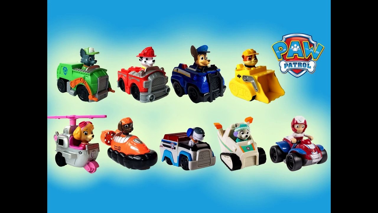 9 Paw Patrol Racers Chase Marshall Rocky Rubble Zuma Skye Everest Ryder Robo-Dog - Unboxing Revie