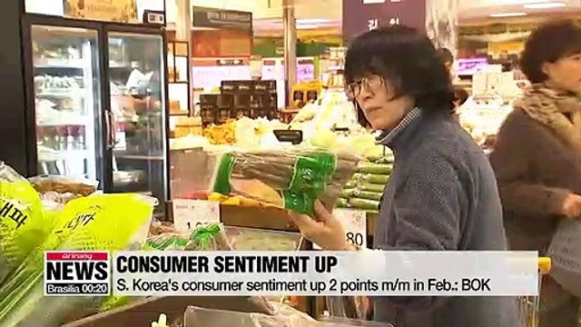 S. Korea's consumer sentiment rises for third consecutive month in Feb.