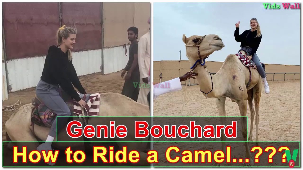 Canadian Women Tennis Star Genie Bouchard is Riding a Camel in Doha, Qatar