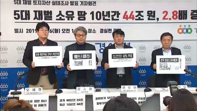 경실련 5대 재벌 보유 땅값, 10년간 2.8배 늘어 / YTN