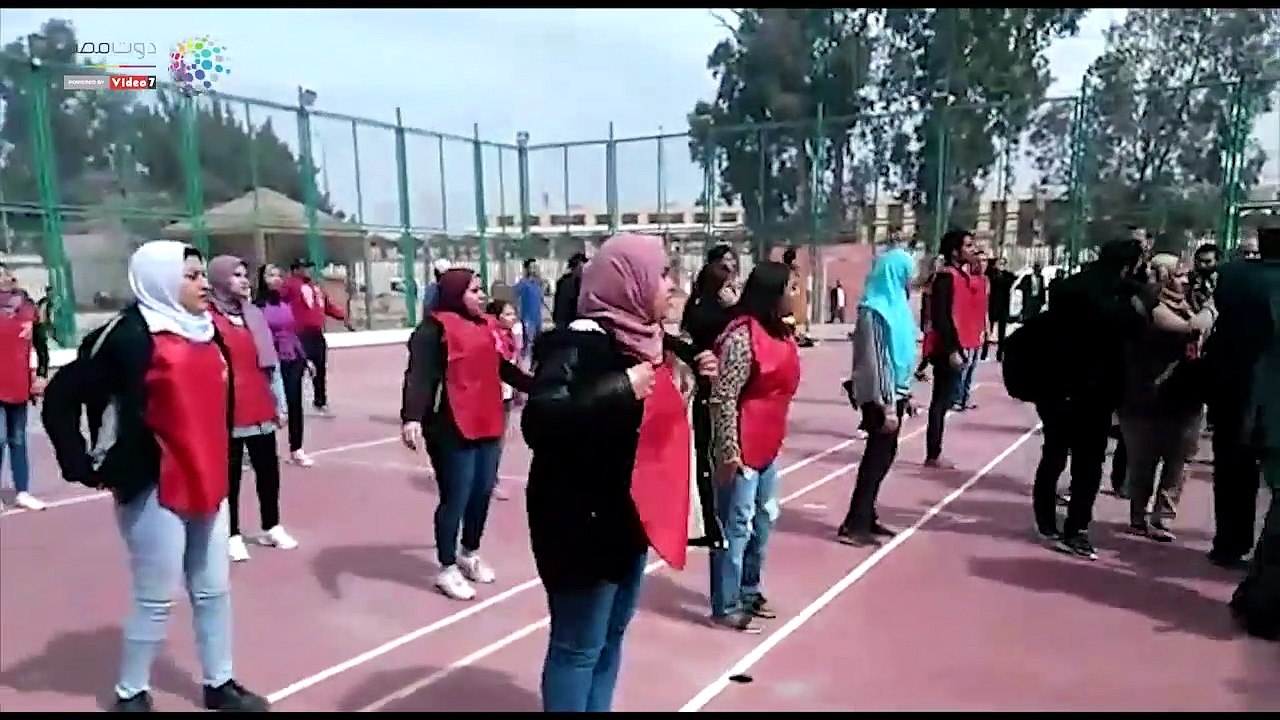 عروض استعراضية فى استقبال وزير الرياضة بجامعة عين شمس (فيديو)