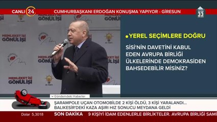 Cumhurbaşkanı Erdoğan Giresun'da
