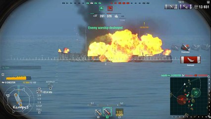 World Of Warship Gameplay #15 CHESTER USA Tier II Cruiser
