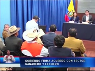 Gobierno firma acuerdo con sector ganadero y lechero
