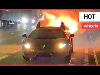 Driver left gutted after £125,000 Lamborghini Gallardo goes up in flames | SWNS TV