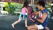 Five-Year-Old Muay Thai Girl Working Pads