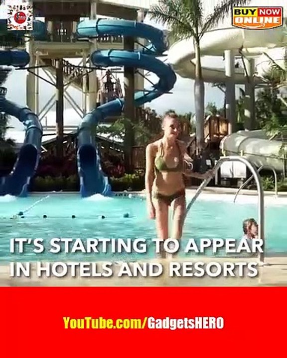 This booth applies sunscreen on you