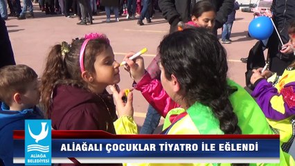 ALİAĞALI ÇOCUKLAR TİYATRO İLE EĞLENDİ