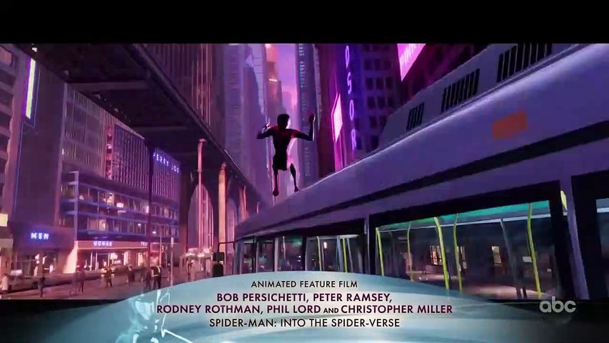 SPIDER-MAN_ INTO THE SPIDER-VERSE Accepts the Oscar for Animated Feature Film