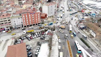 Bir bölümü trafiğe açılan Haydarpaşa Köprüsü havadan görüntülendi